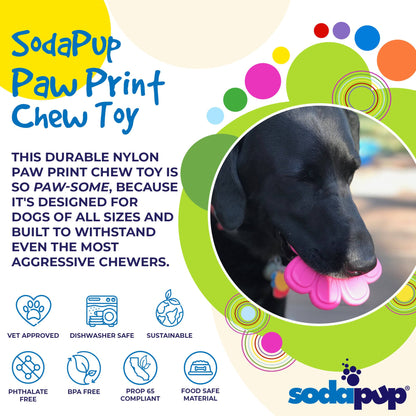 Durable and non-toxic SodaPup Paw Print Ultra Durable Nylon Dog Chew Toy for chewers.