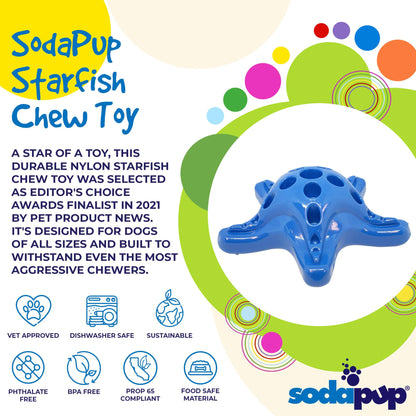 Durable Starfish Ultra Durable Nylon Dog Chew Toy for Aggressive Chewers by SodaPup, featuring a starfish design.