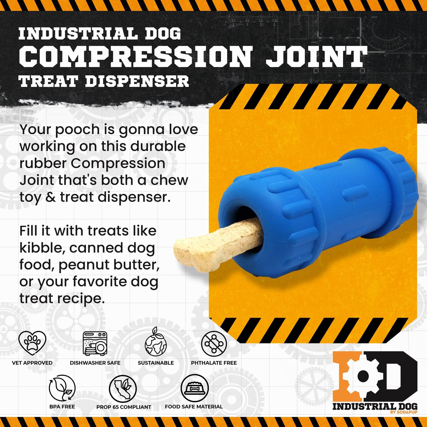 SodaPup ID Bone Durable Rubber Chew Toy and Treat Dispenser.