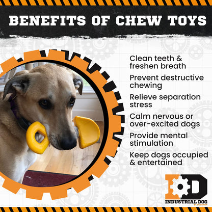 Benefits of SodaPup's ID Shovel Ultra Durable Nylon Dog Chew Toy for dogs.