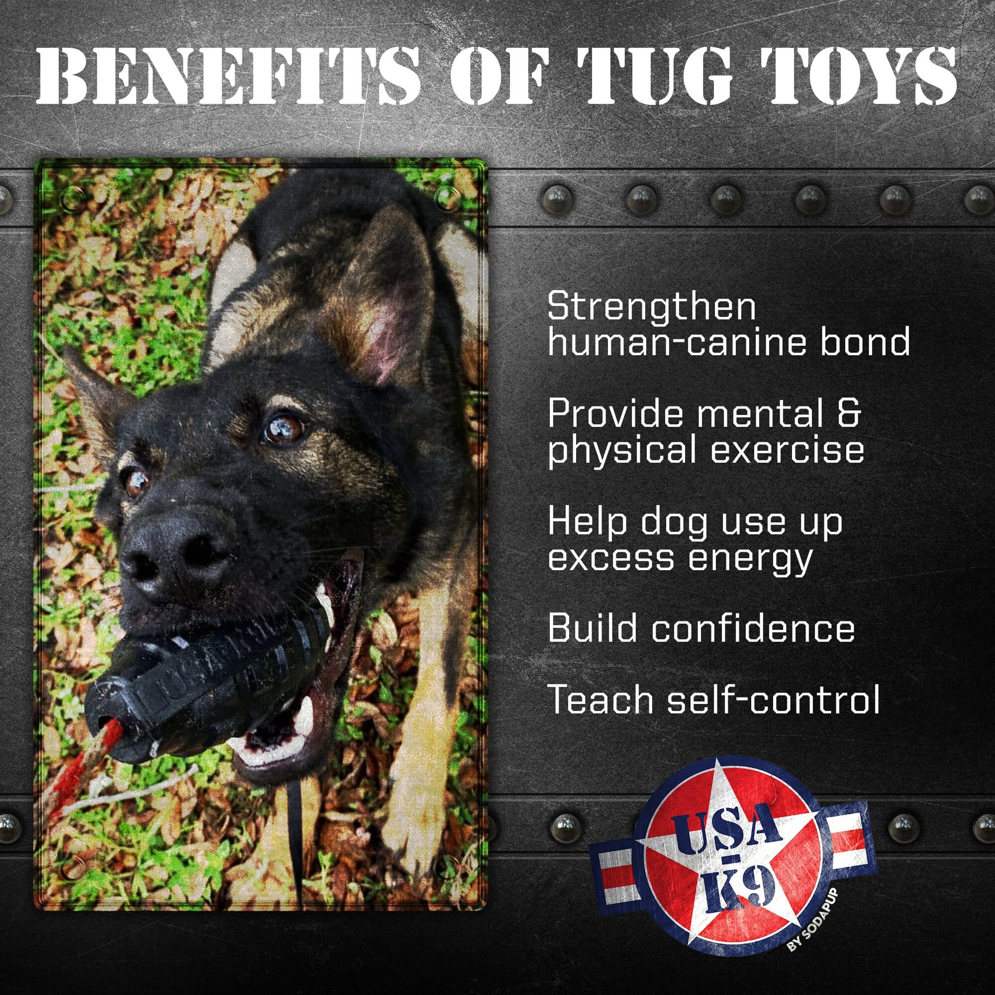 Discover the incredible benefits of the SodaPup USA-K9 Magnum Grenade Durable Rubber Chew Toy, Treat Dispenser, Reward Toy, Tug Toy, and Retrieving Toy - Black Magnum.