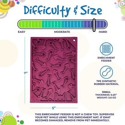 An enrichment tool for pets - a Fishy Design EMat Enrichment Lick Mat - Small with instructions on how to use it, made by SodaPup.