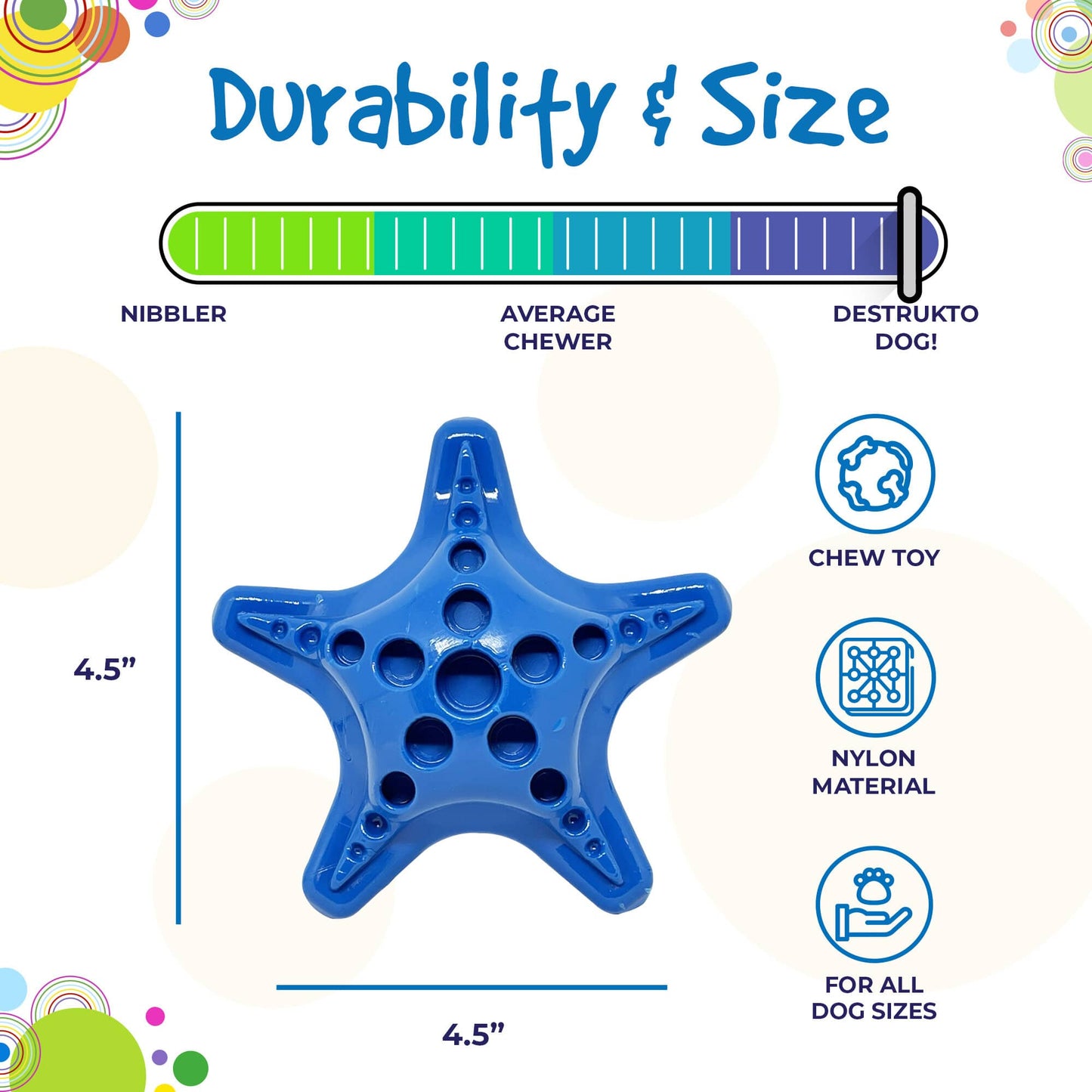 A durable Starfish Ultra Durable Nylon Dog Chew Toy for Aggressive Chewers for chewing. Brand Name: SodaPup.