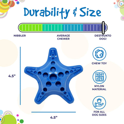 A durable Starfish Ultra Durable Nylon Dog Chew Toy for Aggressive Chewers for chewing. Brand Name: SodaPup.