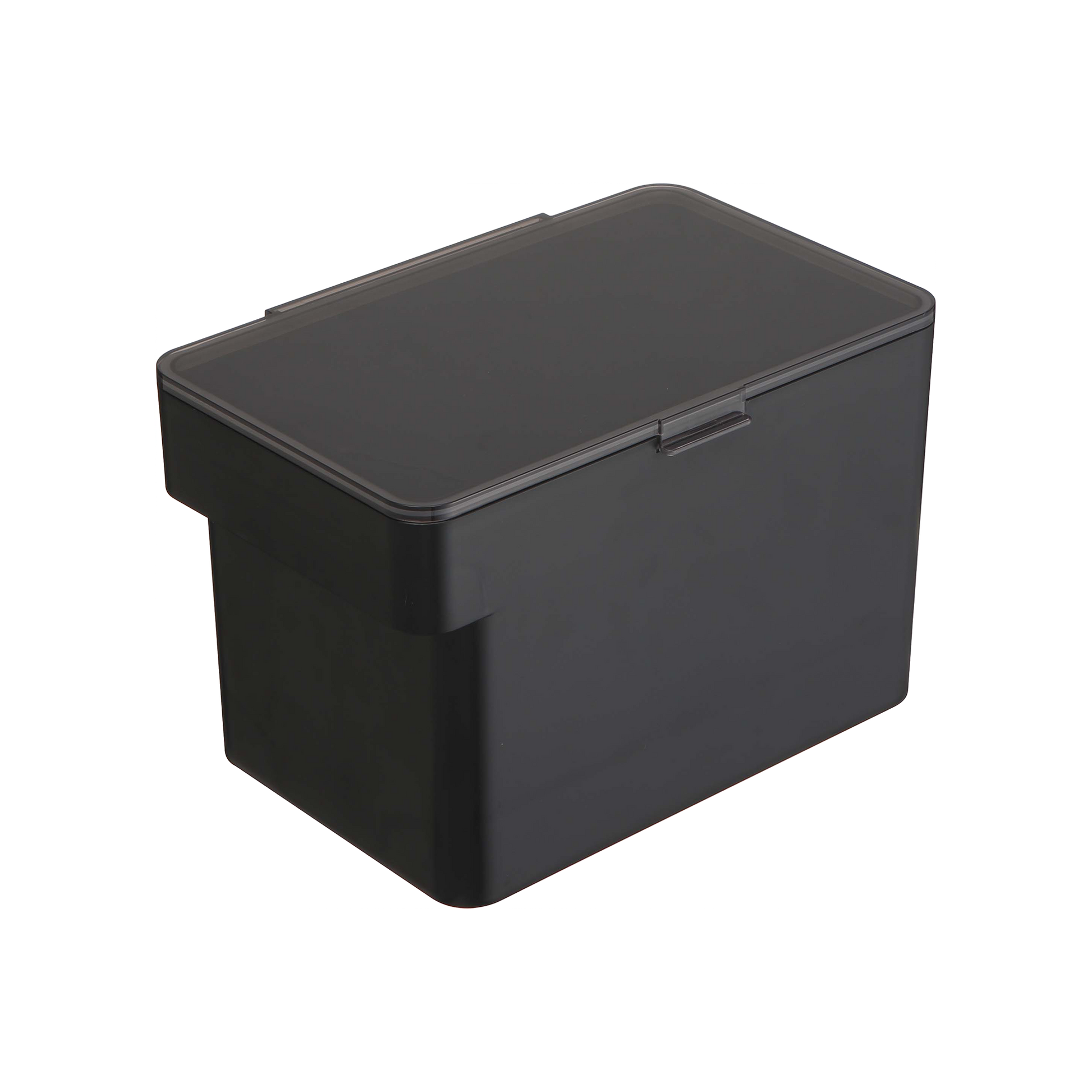 The Yamazaki Home Airtight Pet Food Container, available in three sizes, is a perfect solution for storing kibble. It features a black, rectangular design made from plastic with smooth edges and a slightly matte finish. The container comes with a fitted lid that ensures an airtight seal to keep your pet's food fresh.