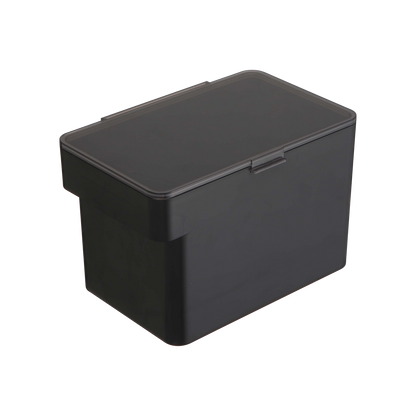 The Yamazaki Home Airtight Pet Food Container, available in three sizes, is a perfect solution for storing kibble. It features a black, rectangular design made from plastic with smooth edges and a slightly matte finish. The container comes with a fitted lid that ensures an airtight seal to keep your pet's food fresh.