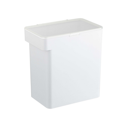 A Yamazaki Home Airtight Pet Food Container, available in three sizes, is displayed against a plain white background. This rectangular white container comes with a detachable lid, making it ideal for kibble storage.