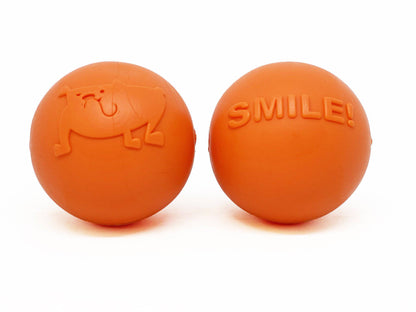 Two SodaPup Smile Ball Ultra Durable Synthetic Rubber Chew Toys & Floating Retrieving Toys.