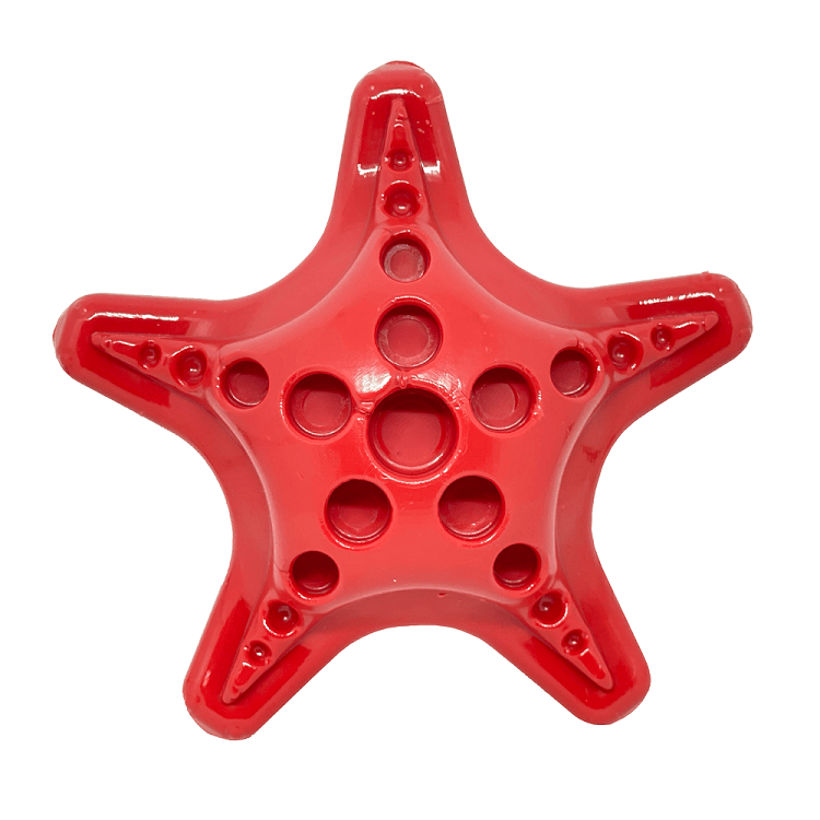 A SodaPup Starfish Ultra Durable Nylon Dog Chew Toy for Aggressive Chewers on a white background.