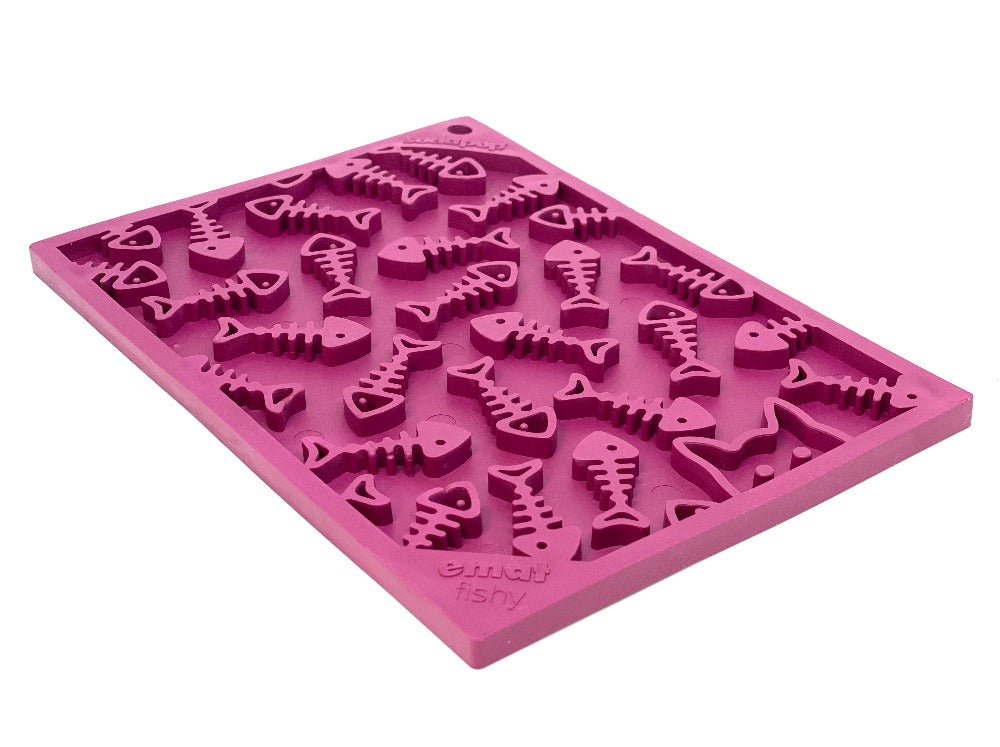 A Fishy Design EMat Enrichment Lick Mat - Small ice tray featuring fish shapes, suitable for enrichment and treats by SodaPup.