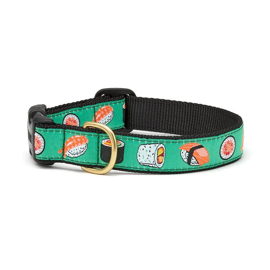 An Up Country Sushi Dog Collar with sushi ribbon design, made in the USA.