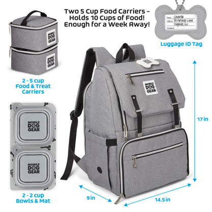 Two Ultimate Week Away Backpack food carrier backpacks for dogs by Mobile Dog Gear.