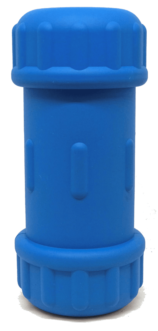 A durable SodaPup blue plastic container with a lid.