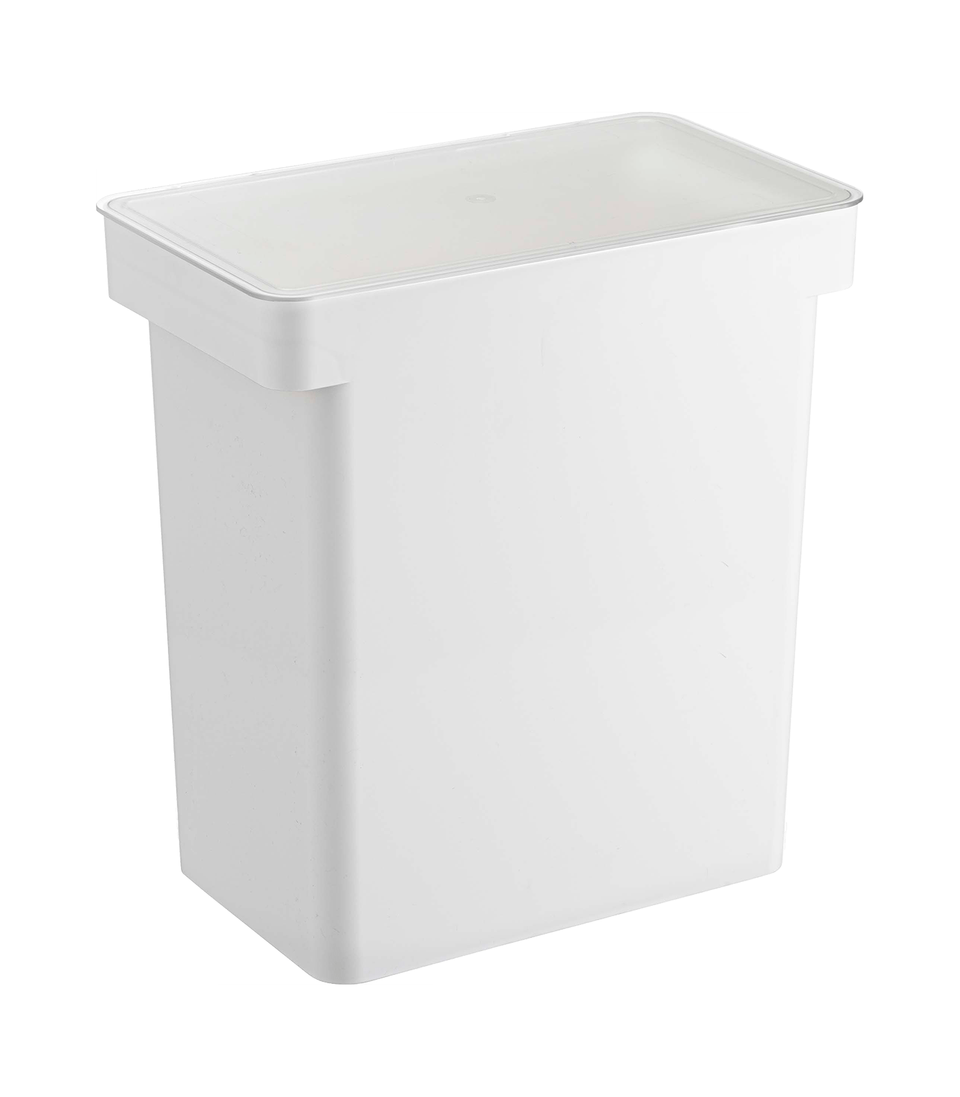 A Yamazaki Home Rolling Airtight Pet Food Container (25 Lbs.) on a white background, serving as an efficient airtight kibble storage solution.